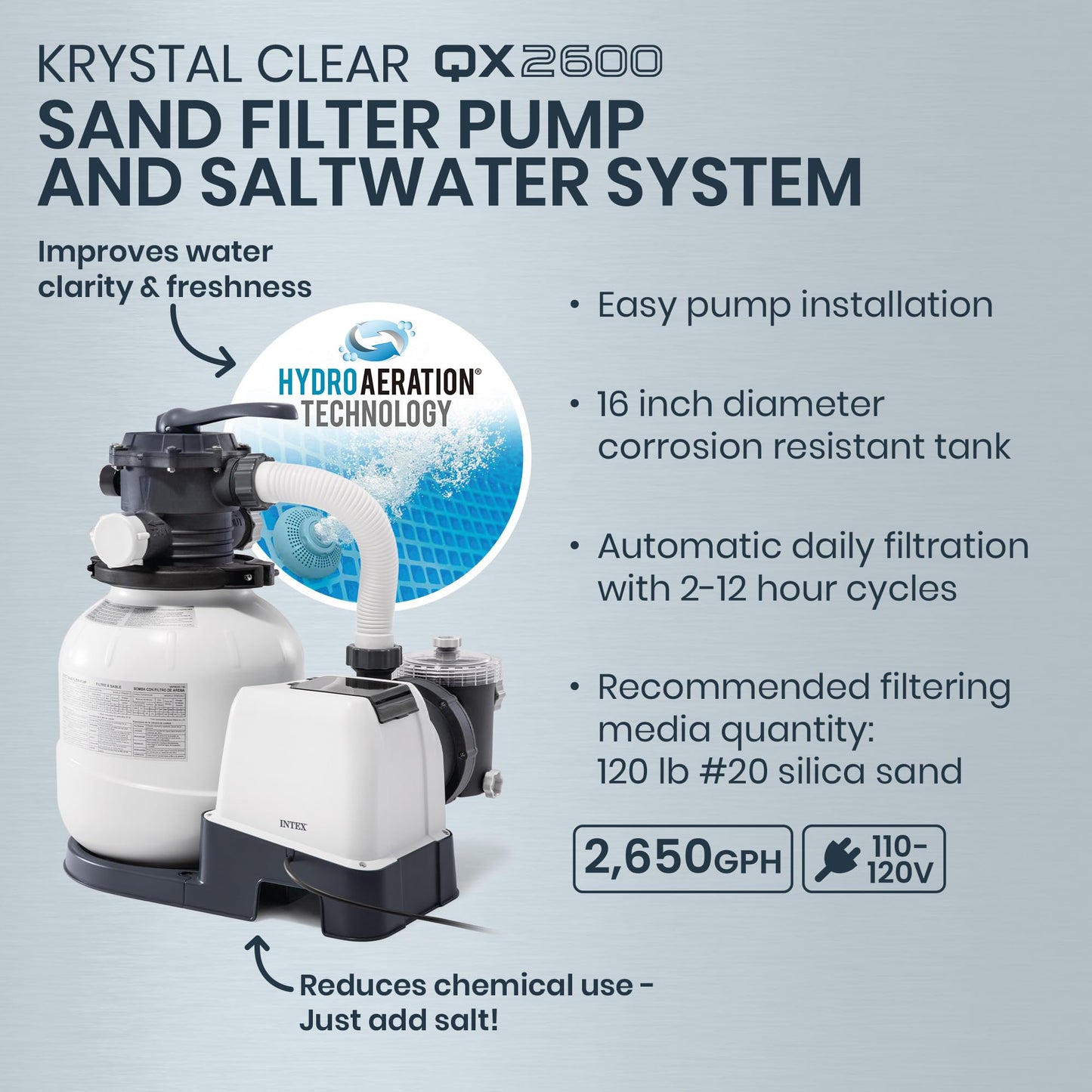INTEX UltraLuxe 20 ft x 52 in Round Outdoor Above Ground Pool Set, Smart Wi-Fi Enabled Large Swimming Pool for Family and Adults with Sand Filter Pump, Saltwater System & Retractable Ladder
