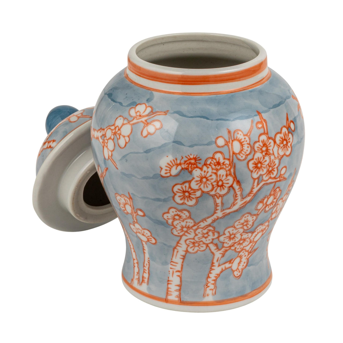 Creative Co-Op Decorative Ceramic Ginger Jar with Domed Lid, Light Blue