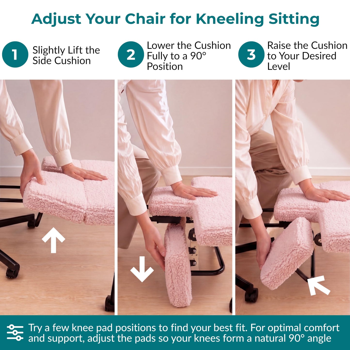 Ergonomic Cross Legged Office Chair with Foot Rest for Kneeling Seating - Crisscross Desk Chair with Wheels for ADHD to Sit Cross Legged - Multi-Position Adjustable Seat with Back Support for Women