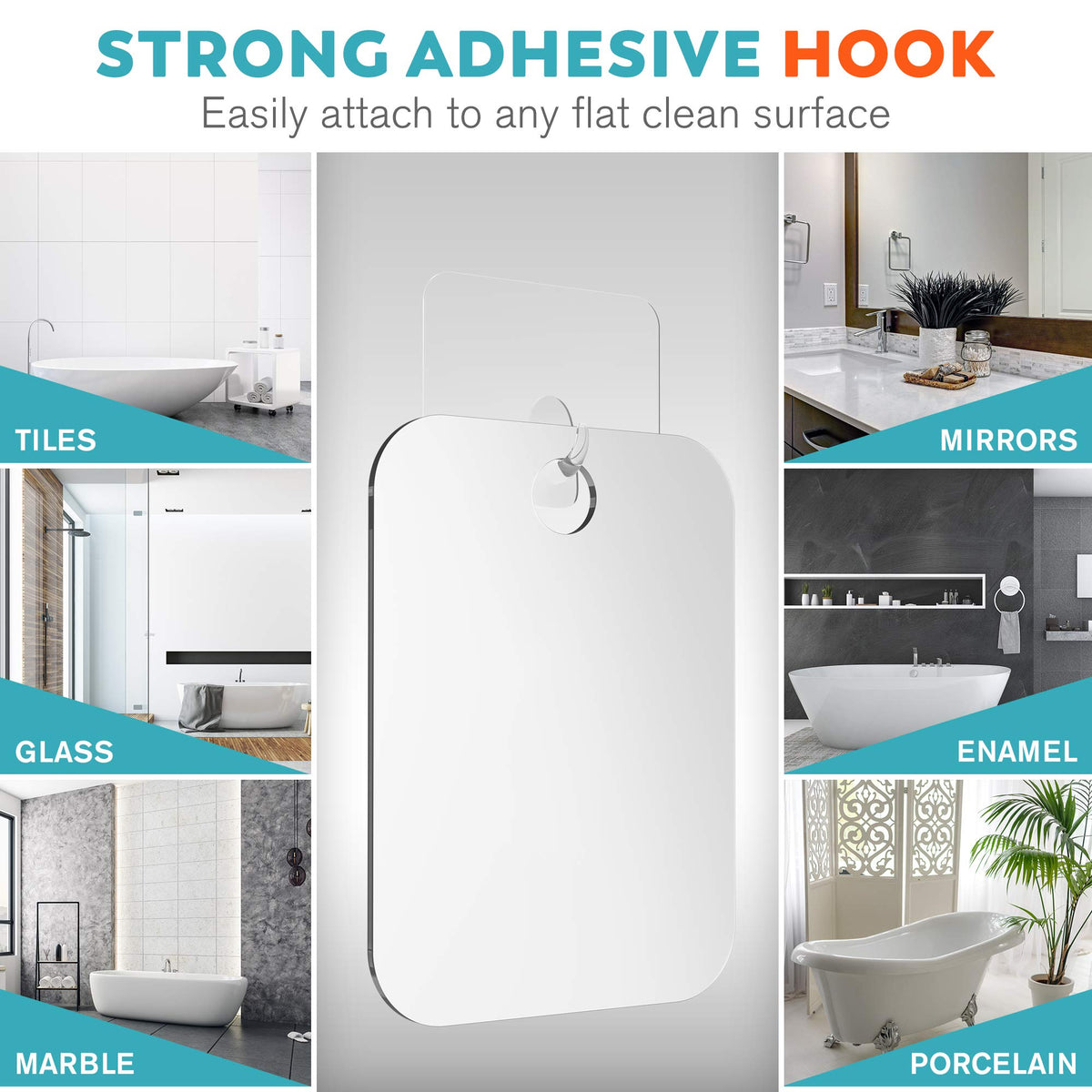 HONEYBULL Fogless Shower Mirror for Shaving, No Drill Mount, Compact 6x8in