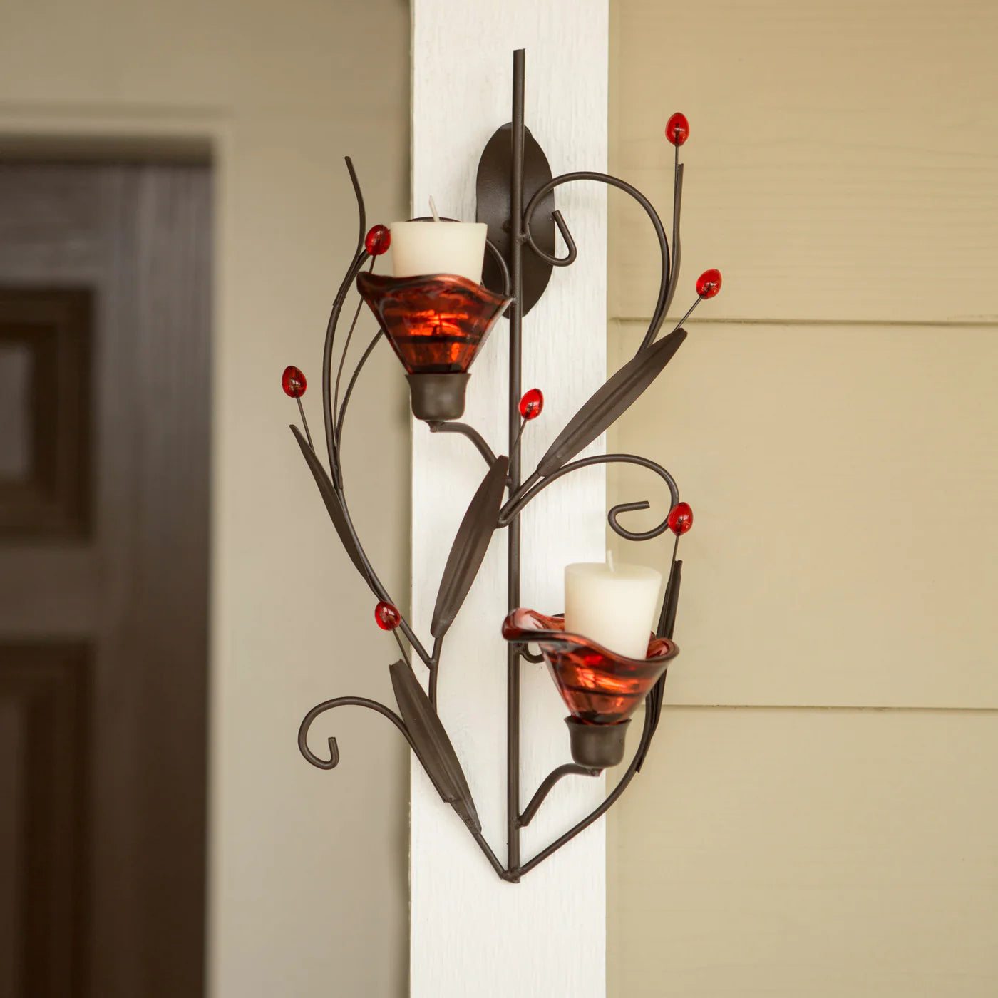 RUBY BLOSSOM TEALIGHT SCONCE