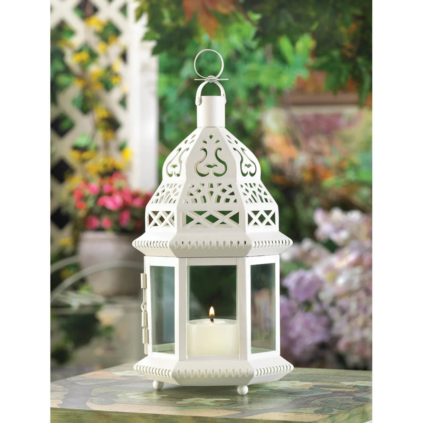 White Moroccan Candle Lantern
