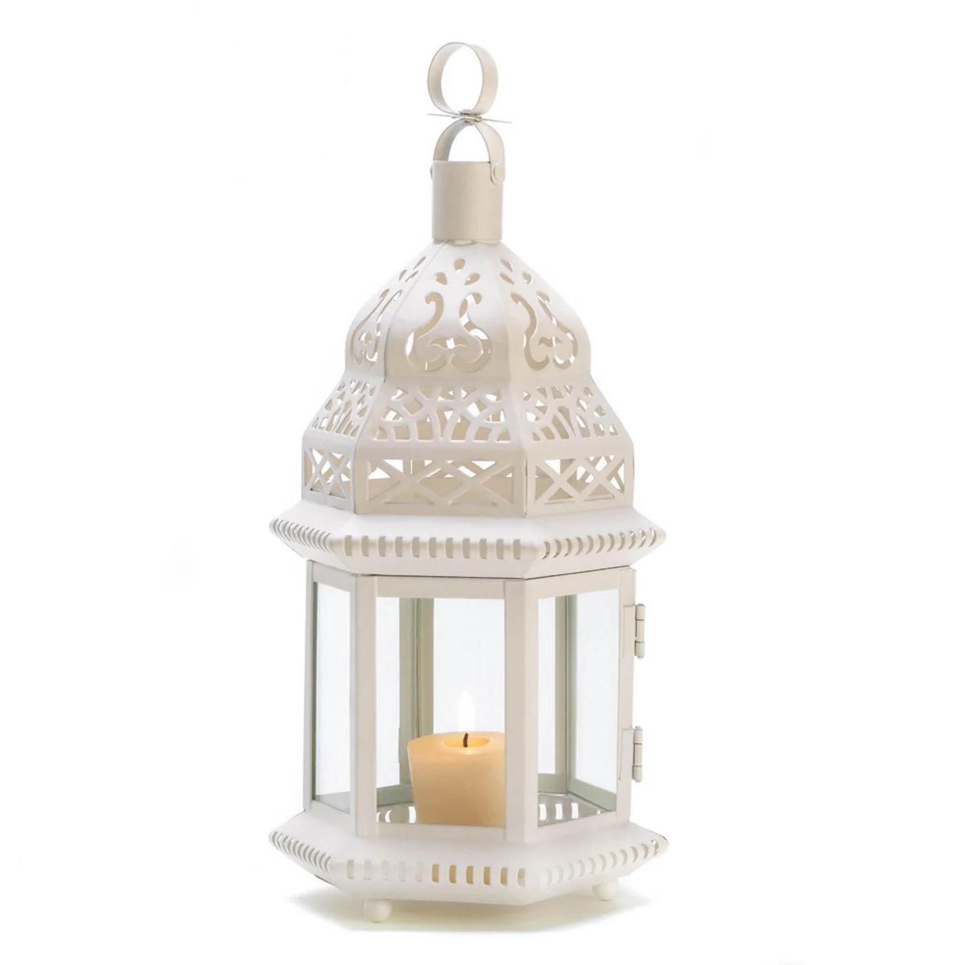 White Moroccan Candle Lantern