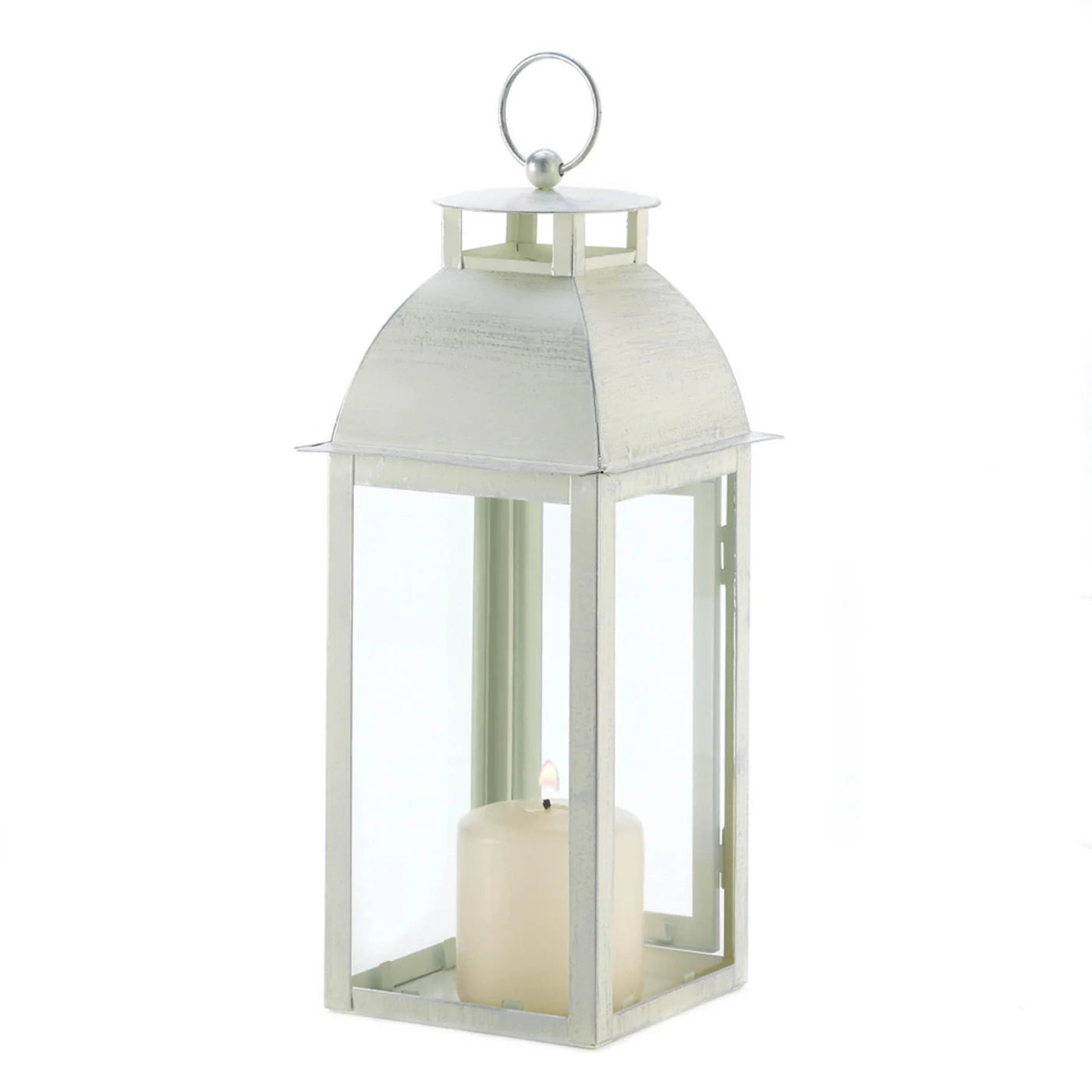 DISTRESSED IVORY CANDLE LANTERN