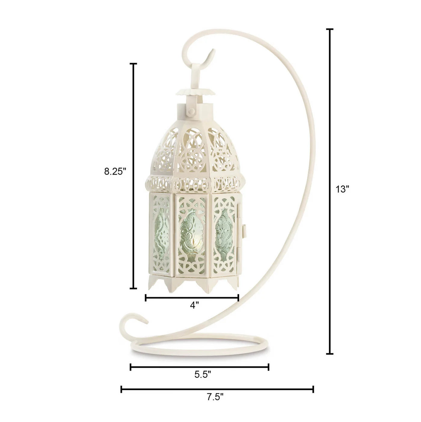 WHITE FANCY CANDLE LANTERN WITH STAND