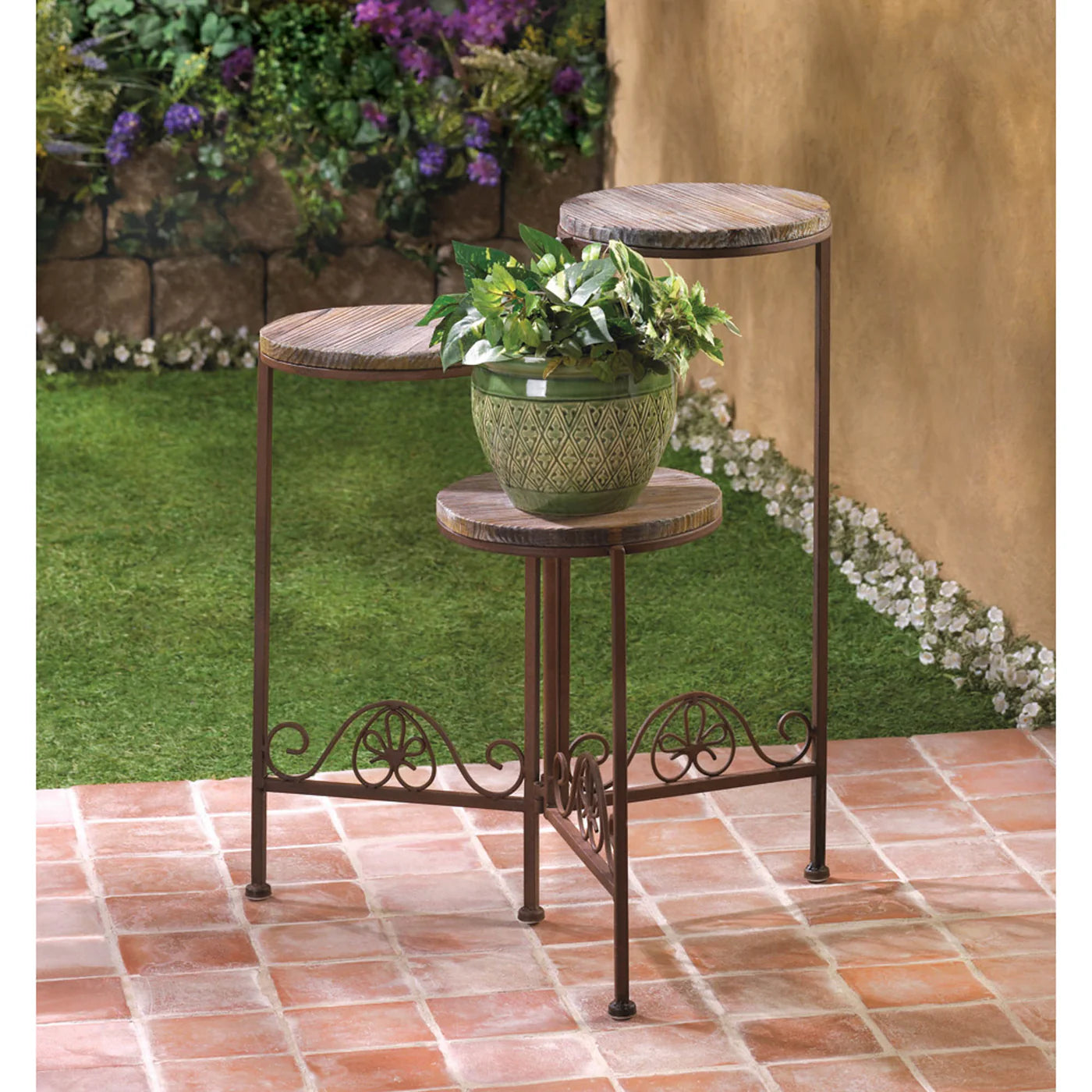 RUSTIC TRIPLE PLANTER STAND