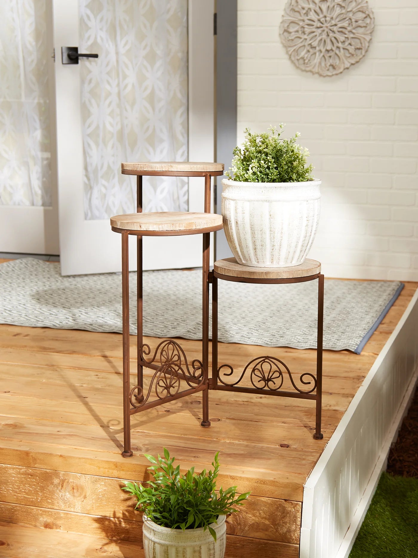 RUSTIC TRIPLE PLANTER STAND