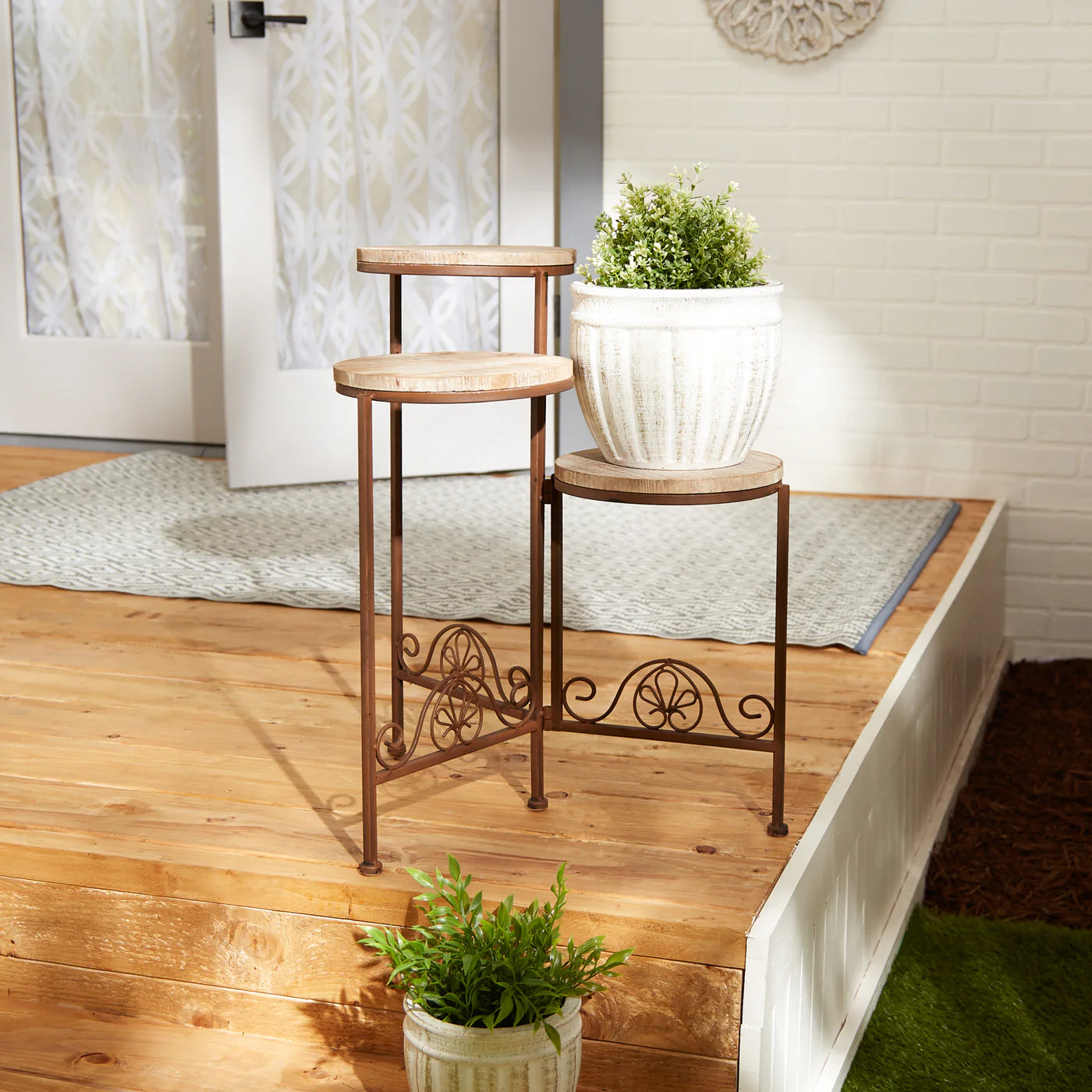 RUSTIC TRIPLE PLANTER STAND
