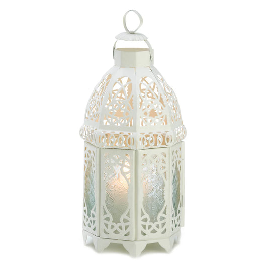WHITE LATTICE LANTERN