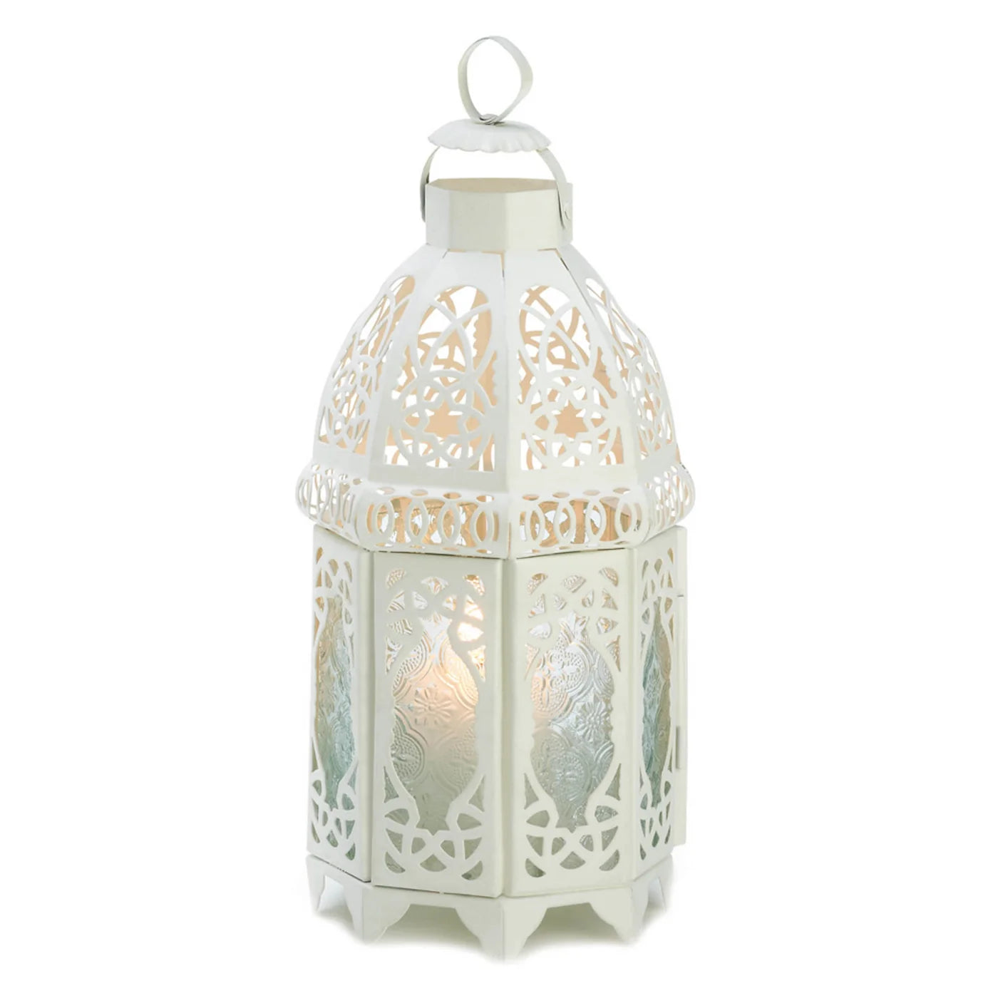 White Lattice Candle Lantern