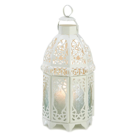 White Lattice Candle Lantern