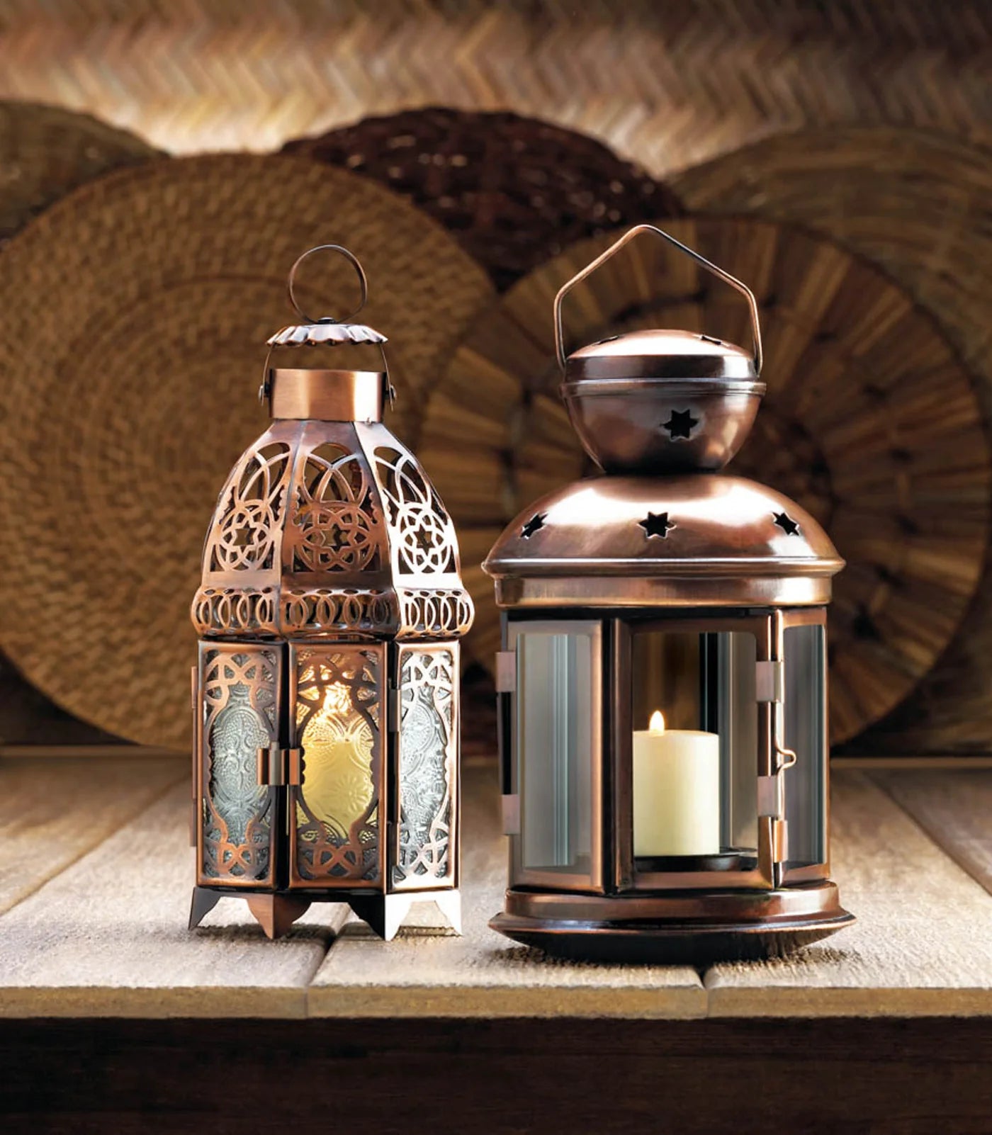 Copper Moroccan Candle Lantern