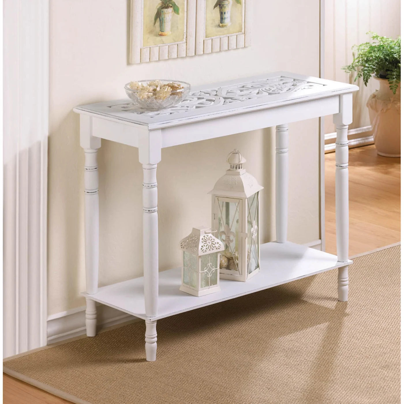 Carved-Top Console Table