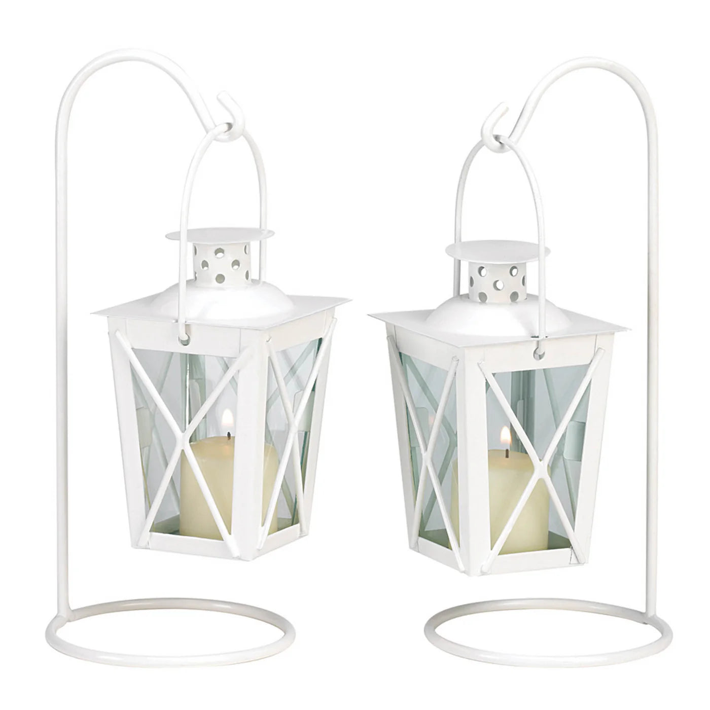 WHITE RAILROAD CANDLE LANTERNS