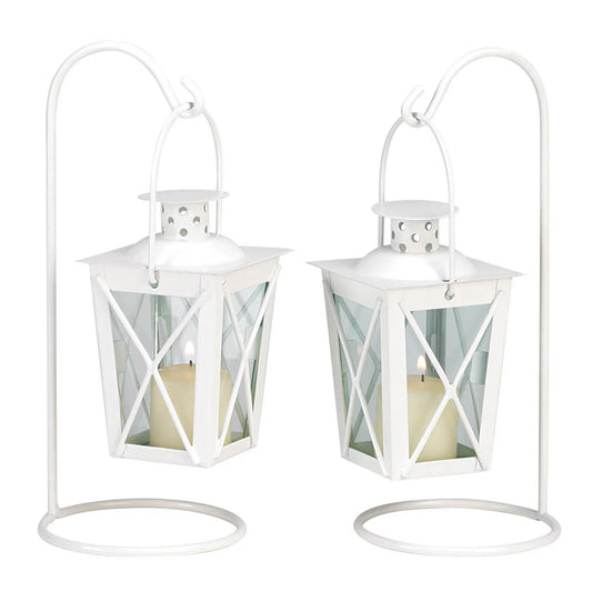 WHITE RAILROAD CANDLE LANTERNS