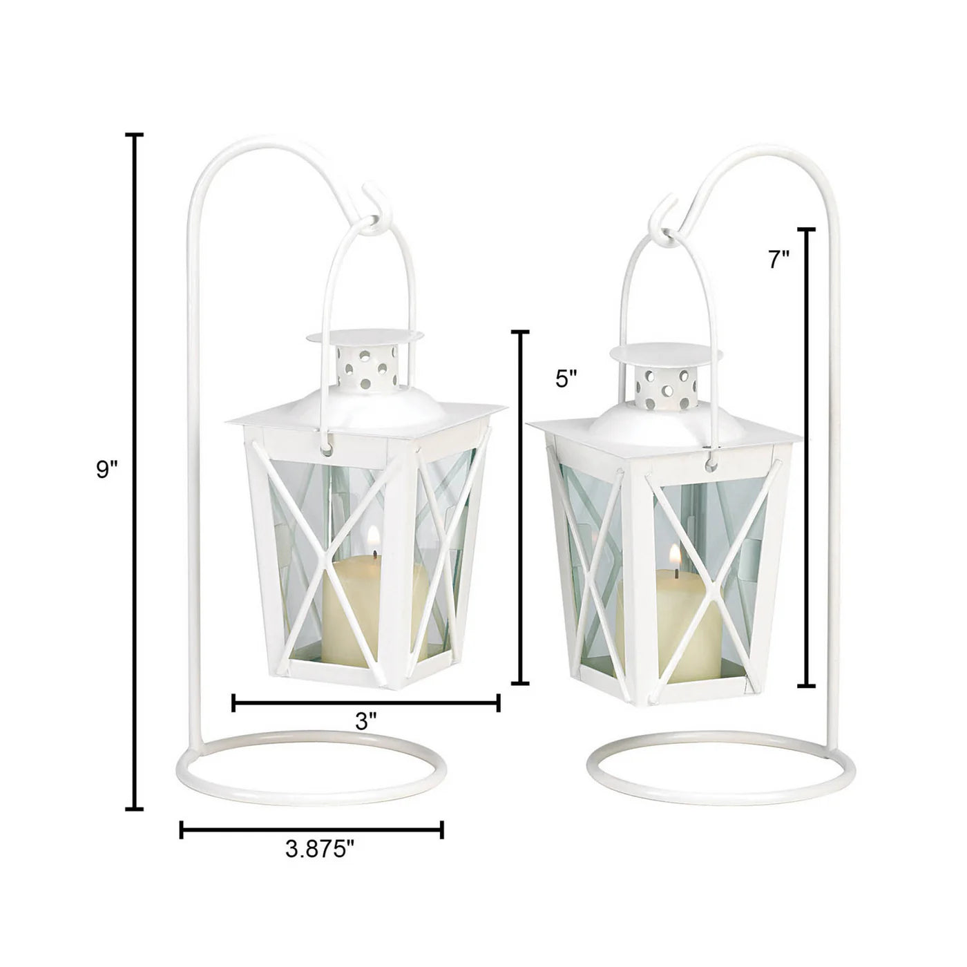 WHITE RAILROAD CANDLE LANTERNS