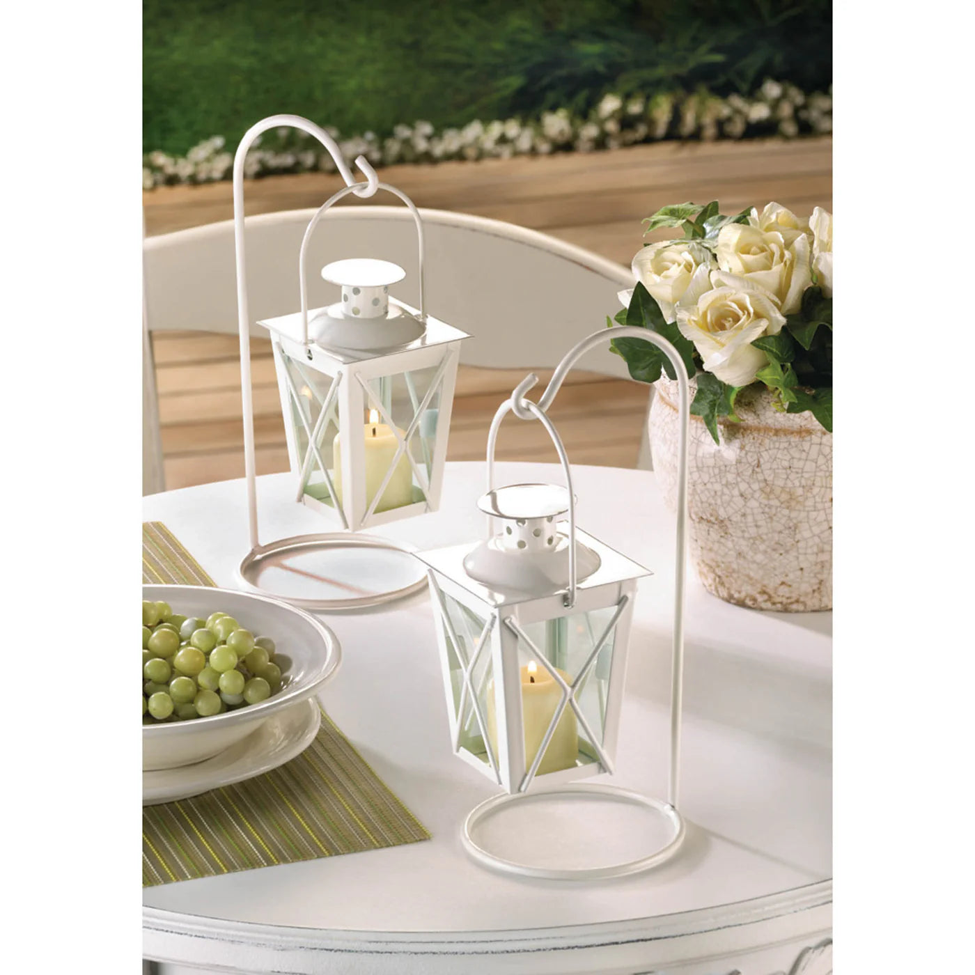 WHITE RAILROAD CANDLE LANTERNS