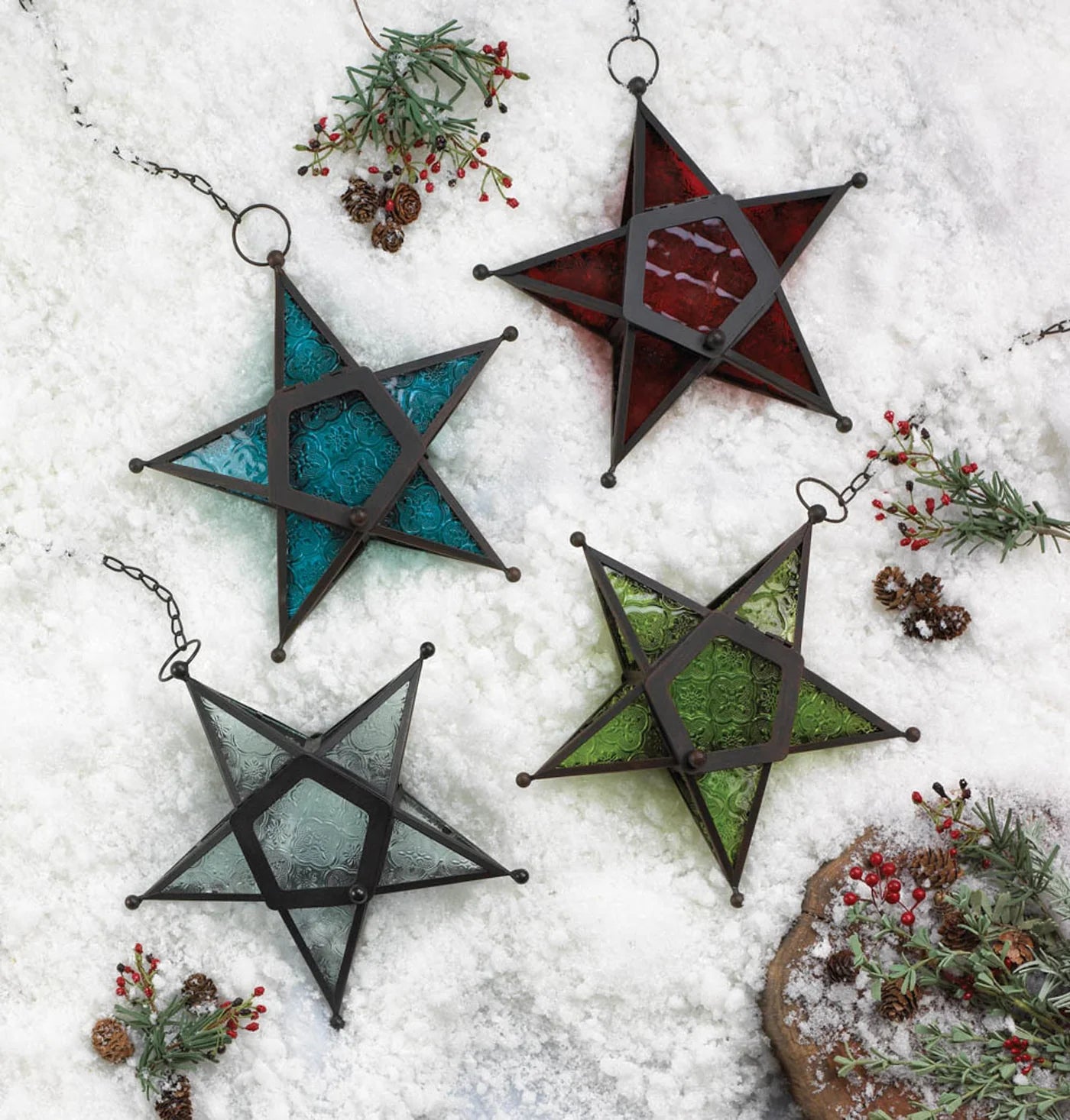 RED GLASS STAR LANTERN