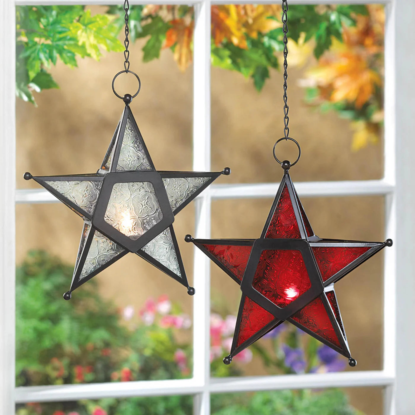 RED GLASS STAR LANTERN