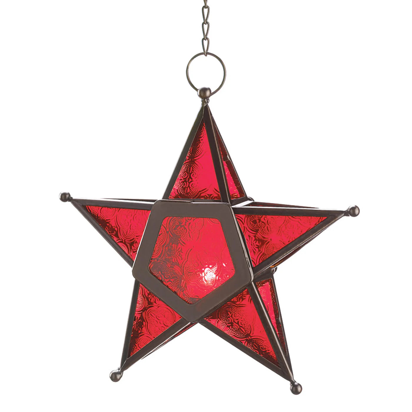 RED GLASS STAR LANTERN