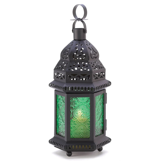 GREEN GLASS MOROCCAN LANTERN