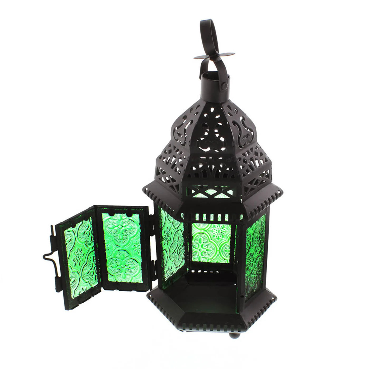 GREEN GLASS MOROCCAN LANTERN