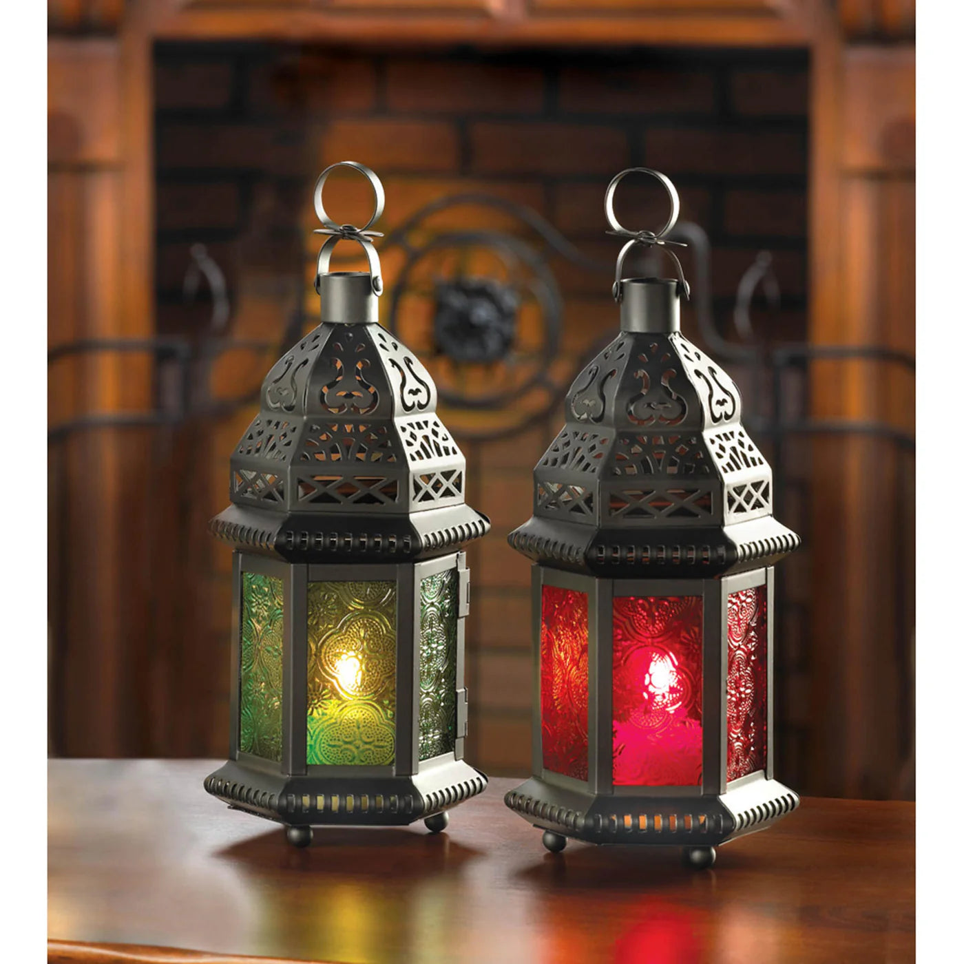 GREEN GLASS MOROCCAN LANTERN
