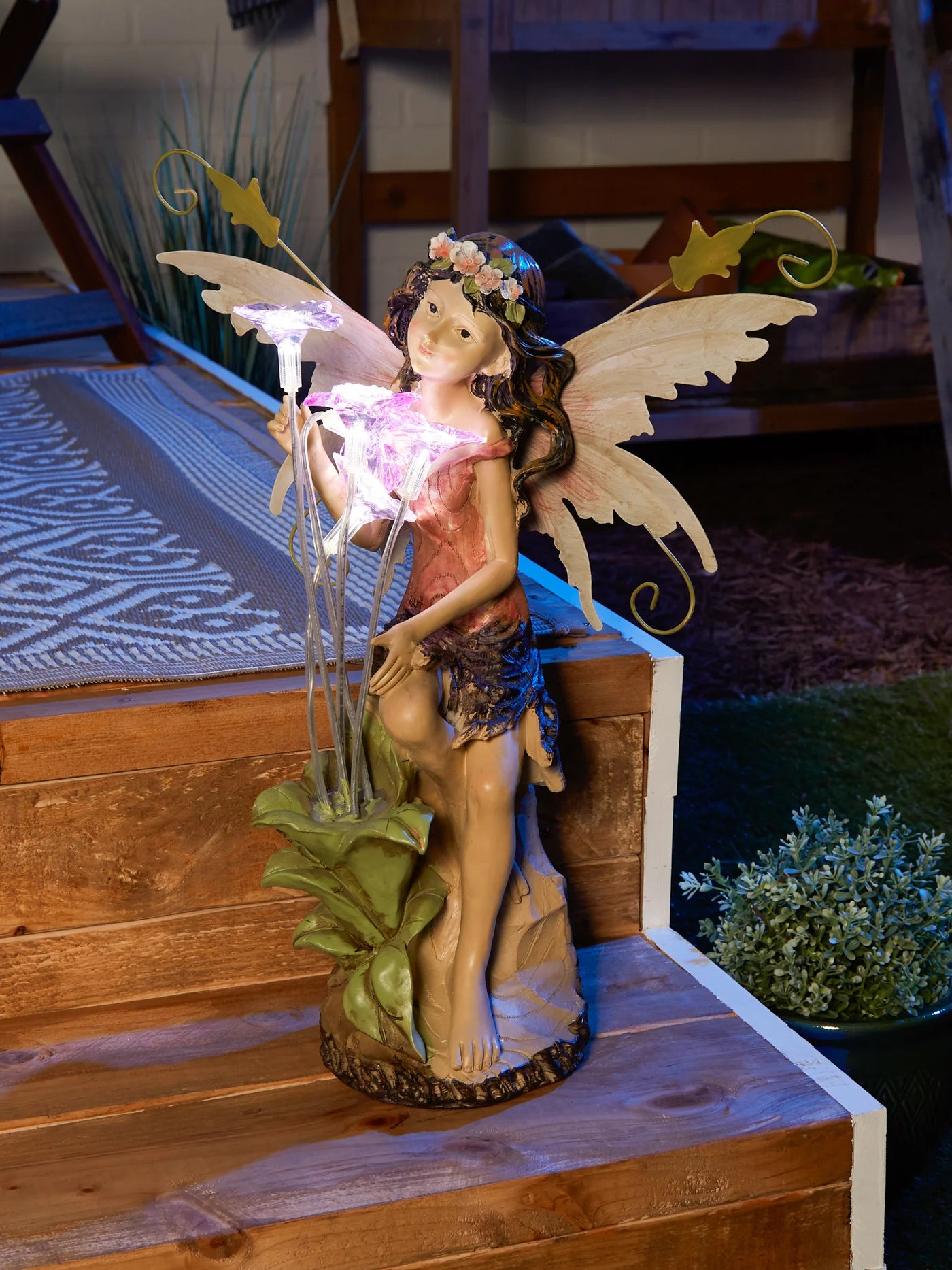 PEONY FAIRY SOLAR STATUE