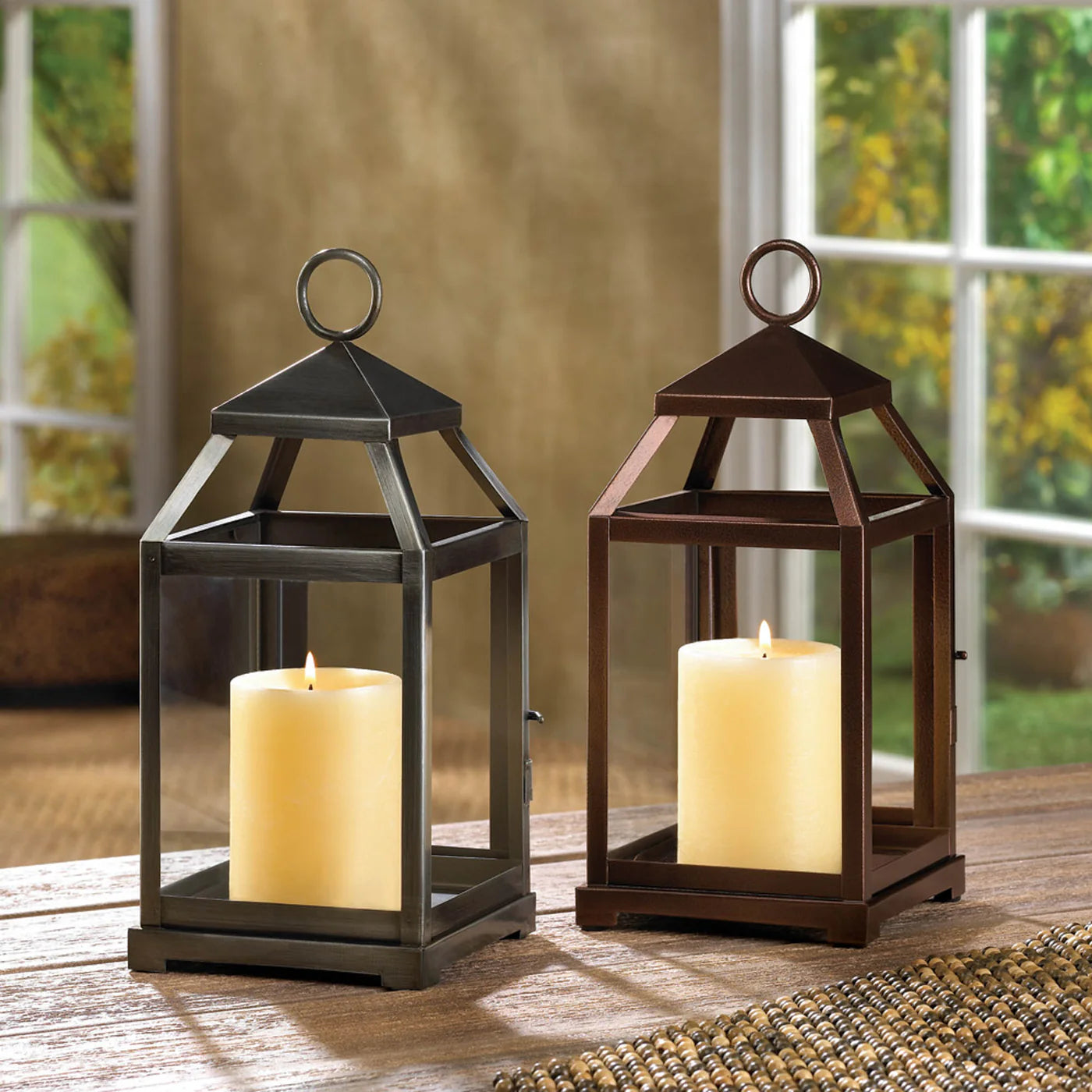 RUSTIC SILVER CONTEMPORARY LANTERN