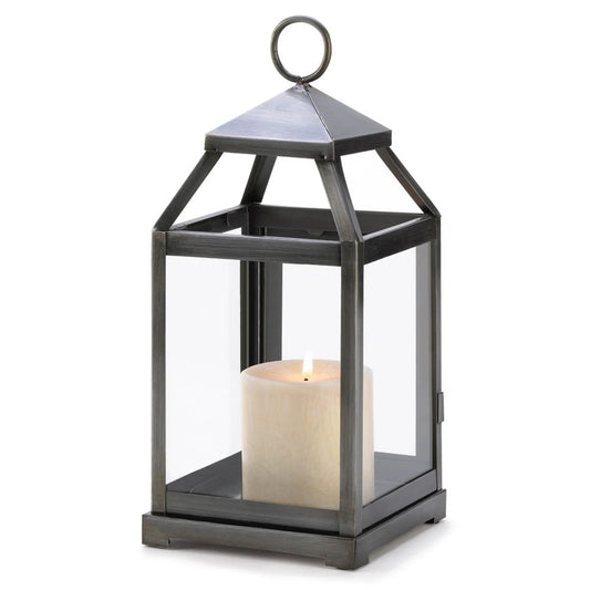 RUSTIC SILVER CONTEMPORARY LANTERN
