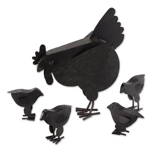 HEN WITH CHICKS SCULPTURE