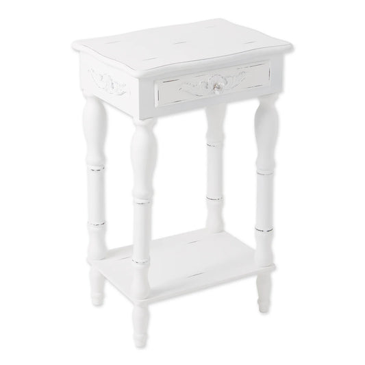 Carved White Side Table