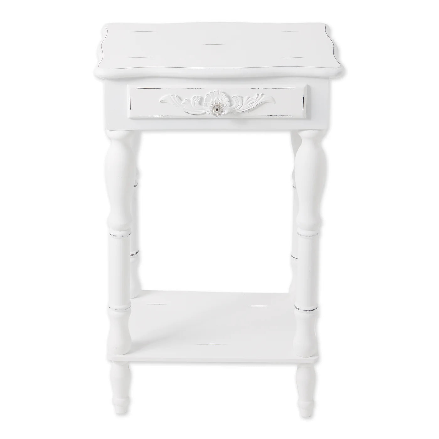 CARVED WHITE SIDE TABLE