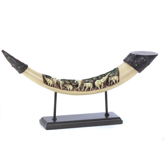 LUCKY ELEPHANTS TUSK SCULPTURE