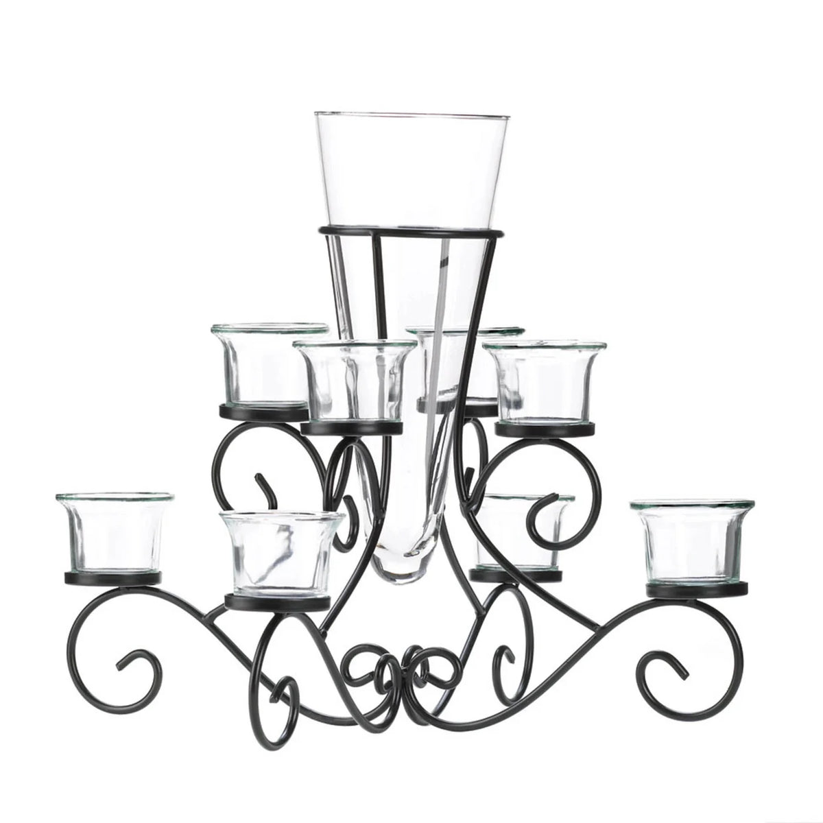 Scrollwork Candle Stand with Vase