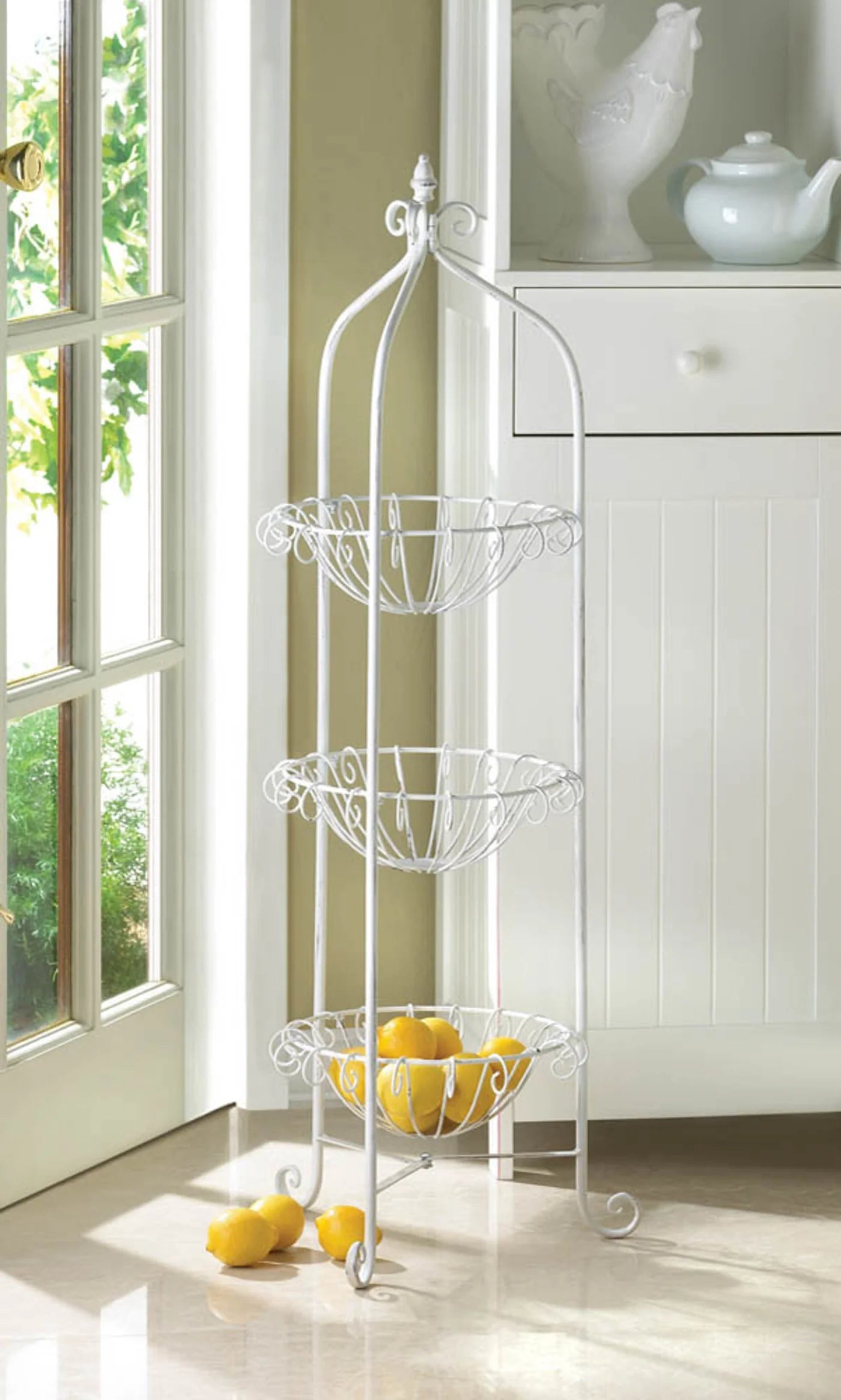 White Corner Basket Stand