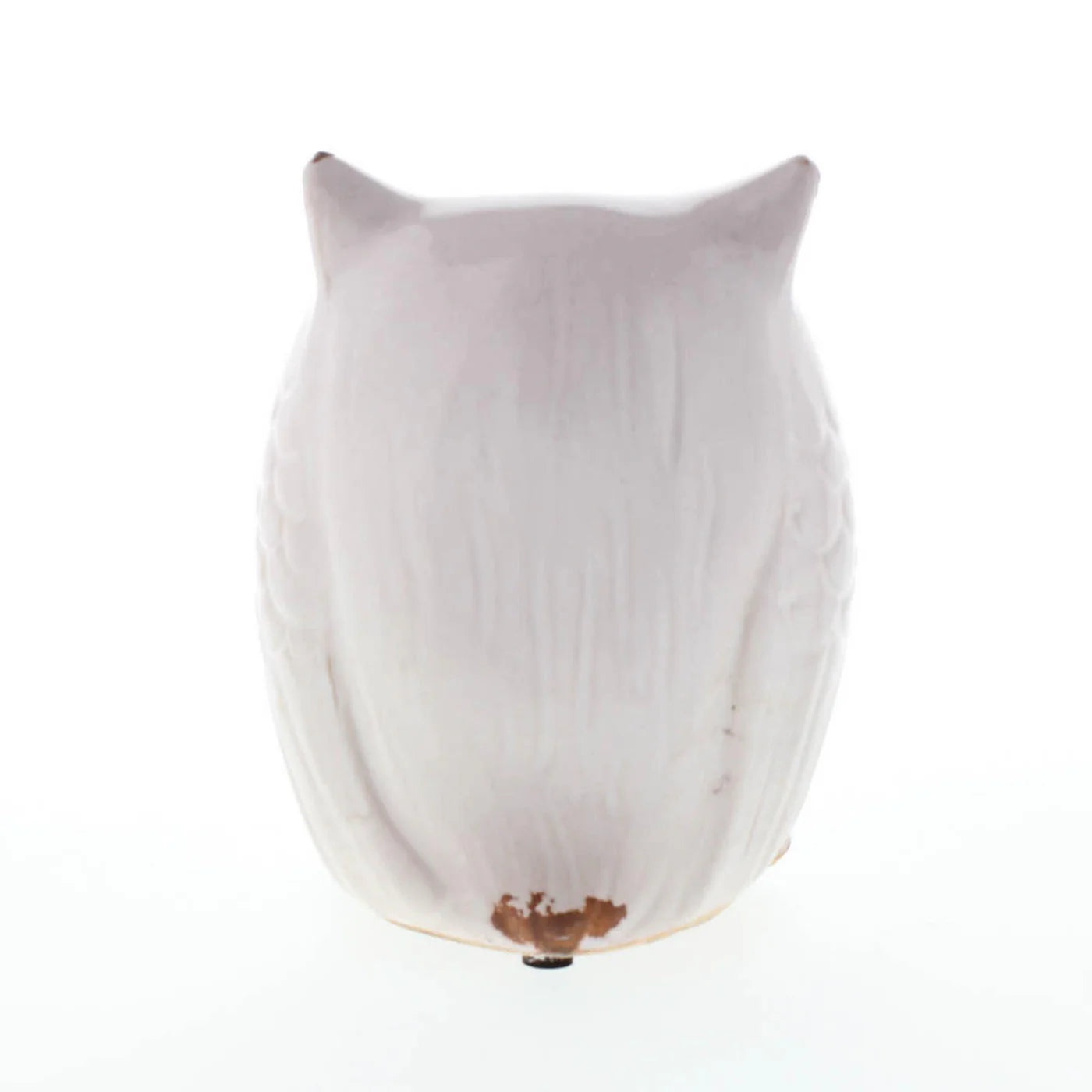 DISTRESSED WHITE OWL FIGURINE