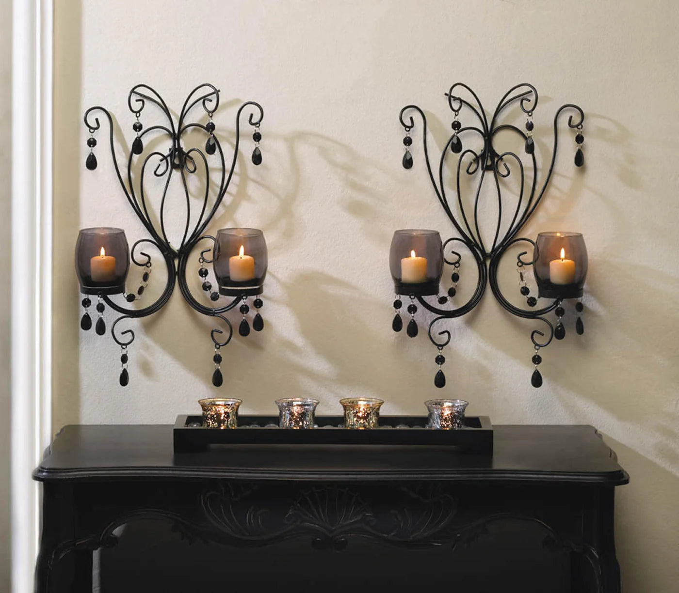 MIDNIGHT ELEGANCE WALL SCONCES SET/2