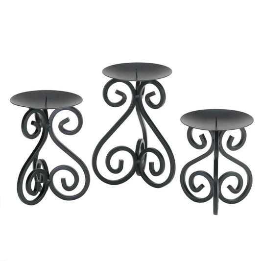 SCROLLWORK CANDLE STAND TRIO