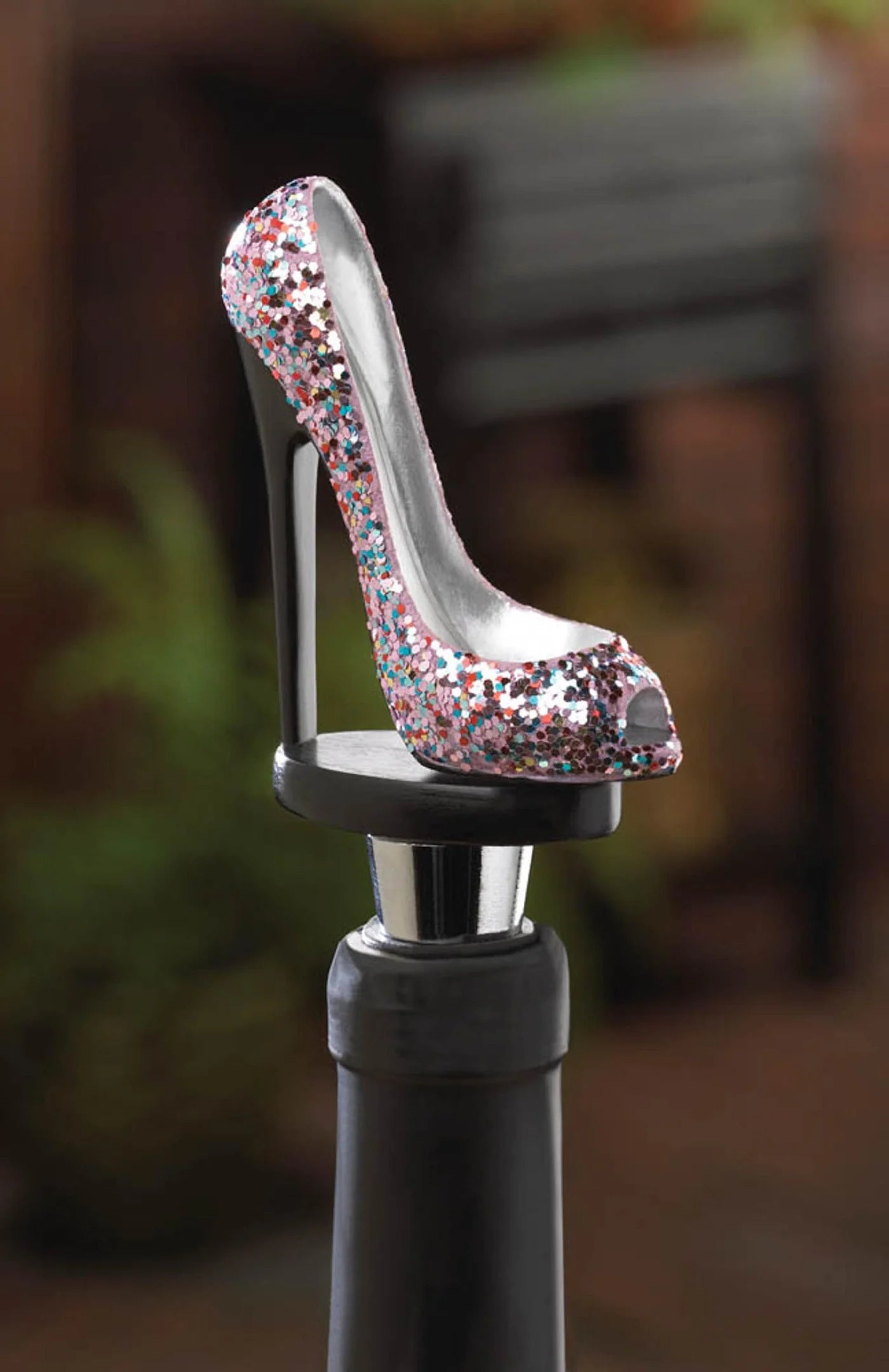 GLITTER SHOE WINE BOTTLE STOPPER
