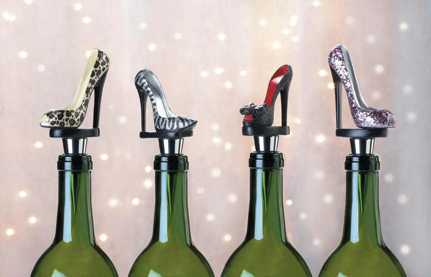 GLITTER SHOE WINE BOTTLE STOPPER