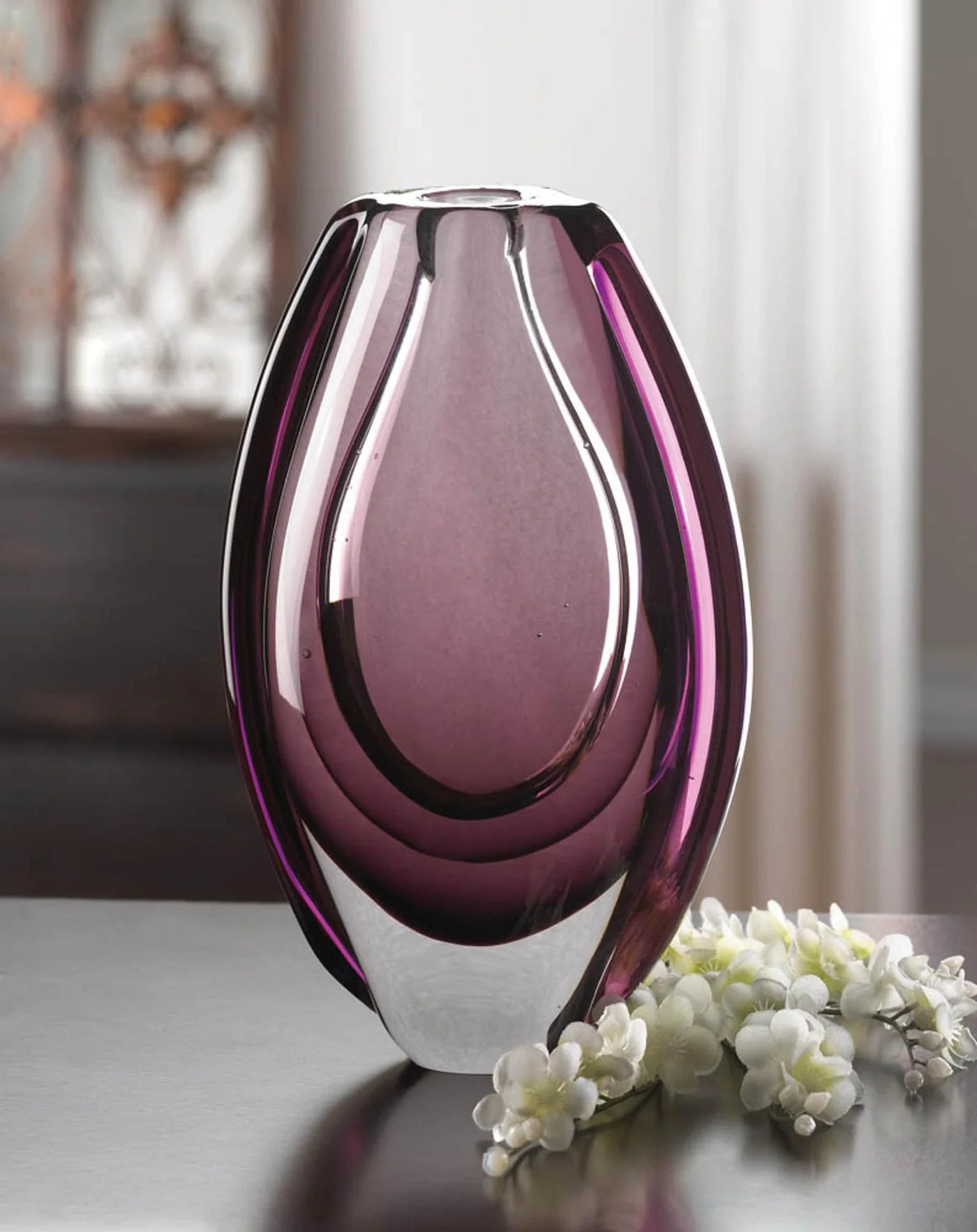 WILD ORCHID ART GLASS VASE