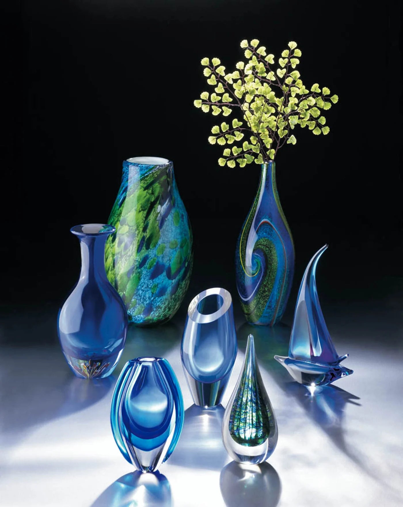 AZURE BLUE ART GLASS VASE
