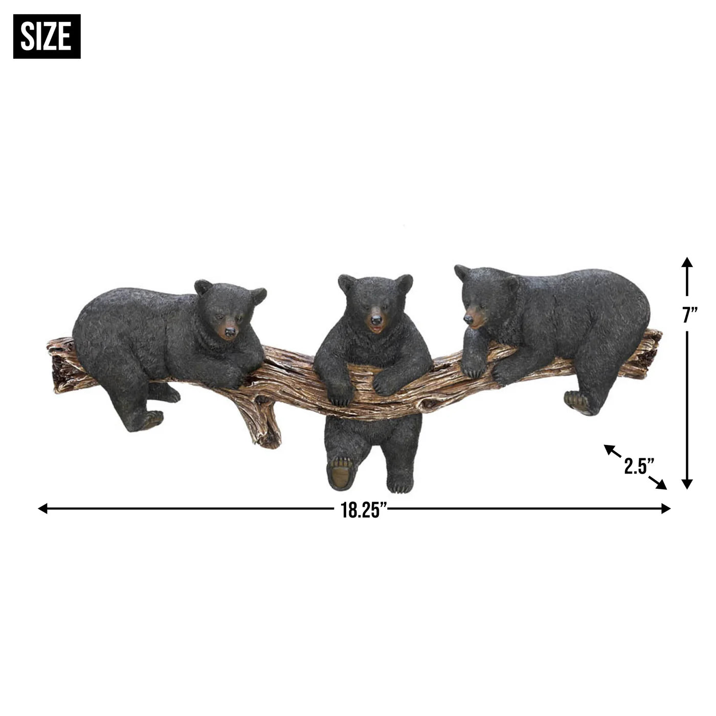 BLACK BEAR TRIO HOOKS WALL PLAQUE