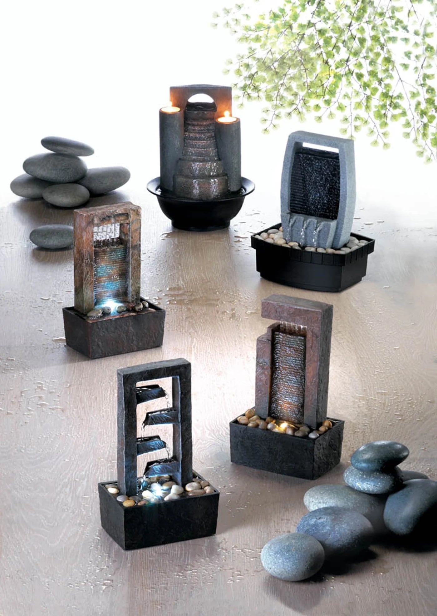 CASCADING WATER TABLETOP FOUNTAIN