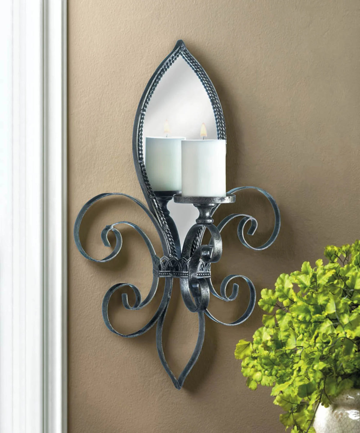 Fleur De Lis Mirrored Wall Sconce