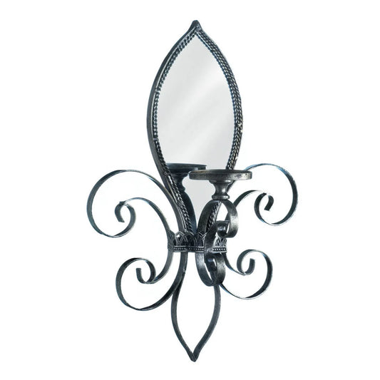 FLEUR-DE-LIS MIRRORED WALL SCONCE