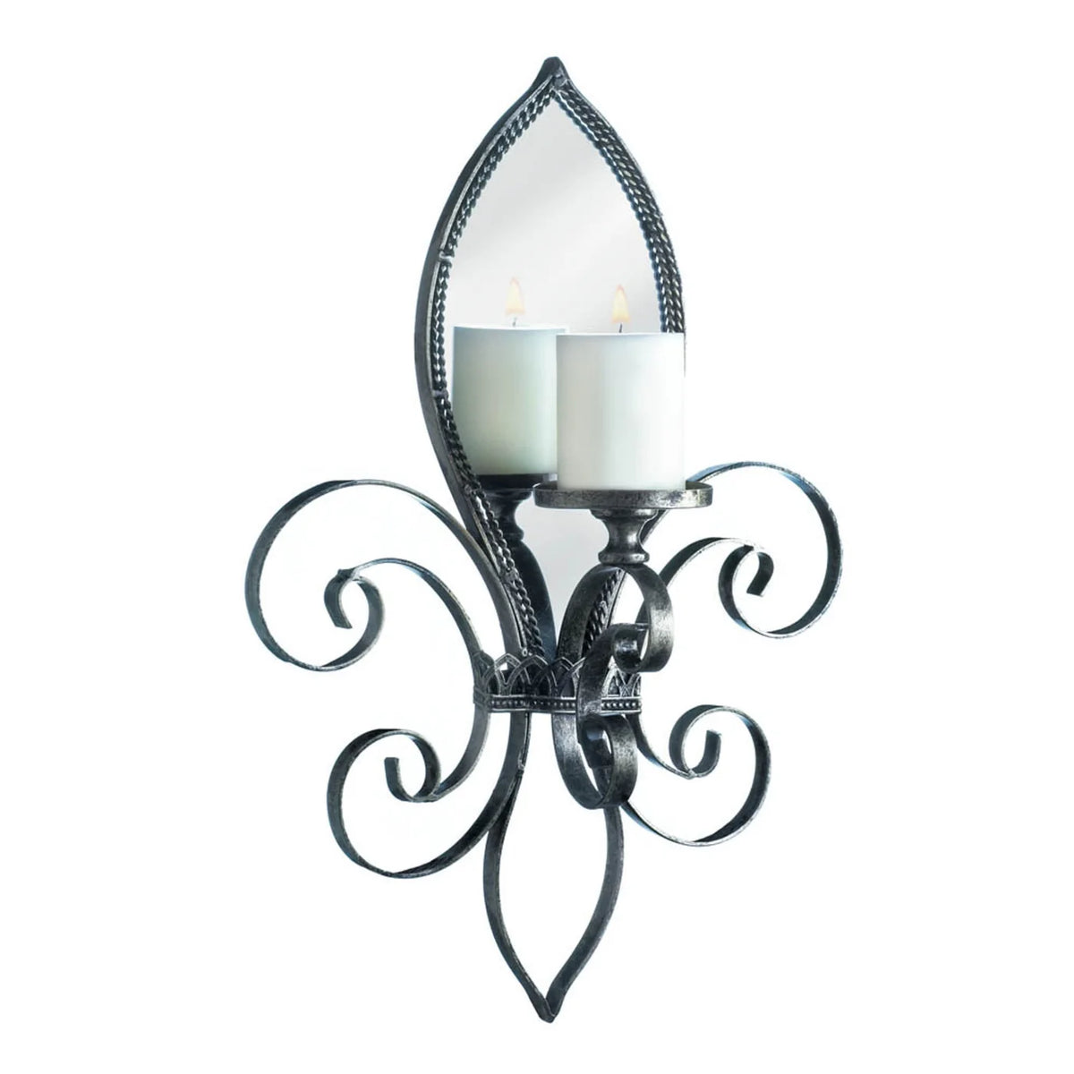 Fleur De Lis Mirrored Wall Sconce