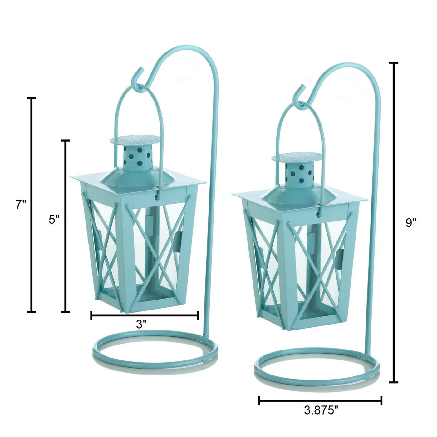 BABY BLUE HANGING RAILROAD LANTERN PAIR