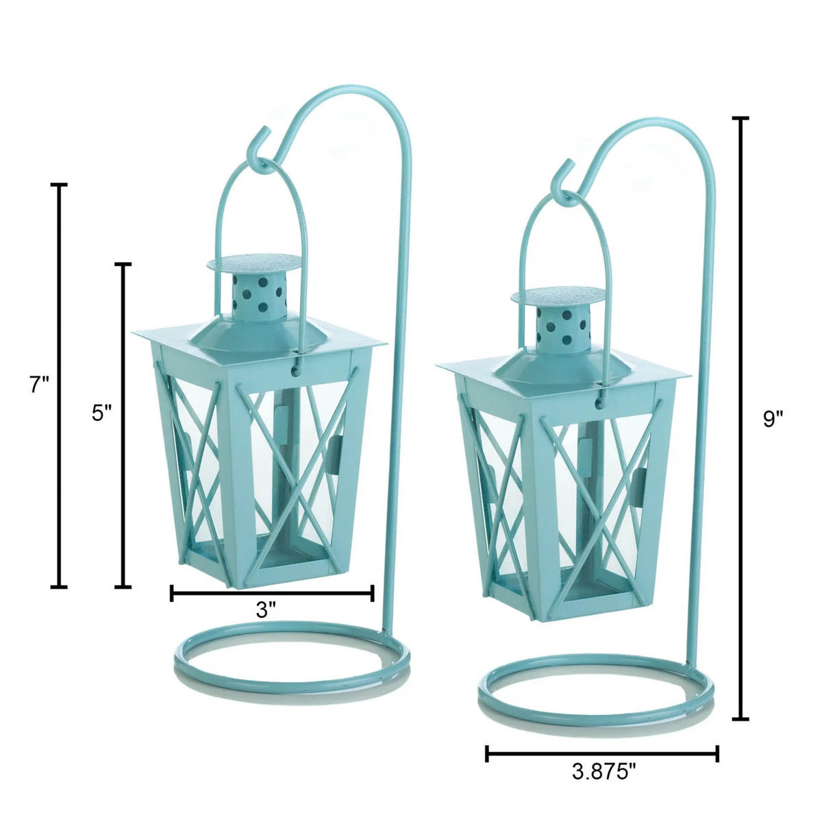 Baby Blue Hanging Railroad Lantern Pair